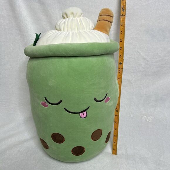 Squish Pillow Boba Tea Large 20 inch Mint Green Plush Toy Cushion Zipper Filling - Picture 9 of 10